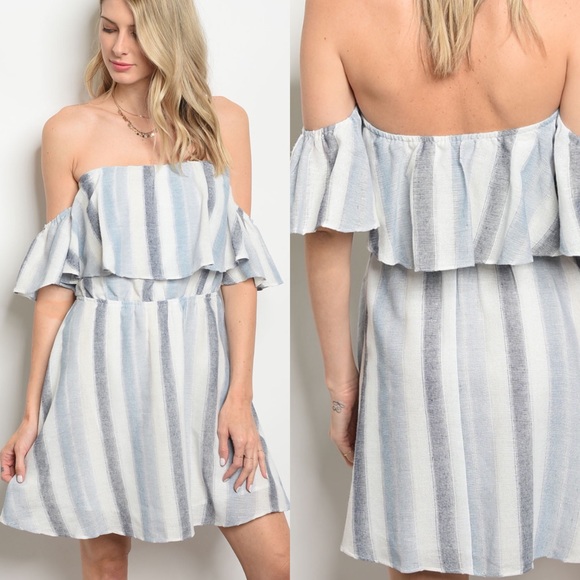 Summer Skies Boho Cotton Striped Dress - Picture 3 of 4